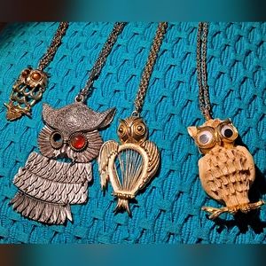 Lot Vintage Owl Necklaces